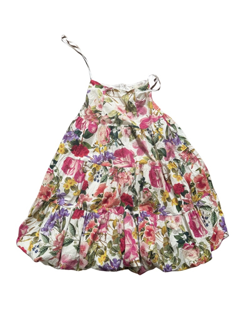 Summer Vibrant Bloom Floral Tiered Puff Wedding Sundress Tube Size XS Katia Rae